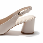 ELVYN Selene Collection Cream Women's Pointed-Toe Slingback Block Heels