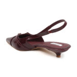ELVYN Kriss Collection| Elegant Patent Pointed-Toe Wine Slingback Kitten Heels