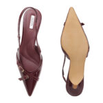 ELVYN Kriss Collection| Elegant Patent Pointed-Toe Wine Slingback Kitten Heels