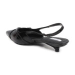 ELVYN Kriss Collection| Elegant Patent Pointed-Toe Black Slingback Kitten Heels