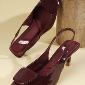 ELVYN VELLOURA Collection | Wine Comfortable Pointed-Toe Slingback Stilettos