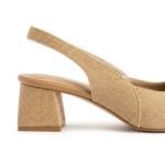 ELVYN Jute Collection | Elegant Textured Beige Slingback Block Heels