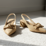 ELVYN Jute Collection | Elegant Textured Beige Slingback Block Heels