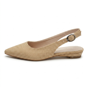ELVYN | Premium Jute Weave Collection Timeless Pointed-Toe Beige Slingback Flats