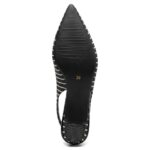ELVYN | Premium Denim Collection Timeless Pointed-Toe Black Stripes Slingback Flats