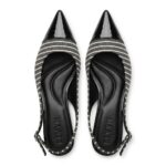 ELVYN | Premium Denim Collection Timeless Pointed-Toe Black Stripes Slingback Flats