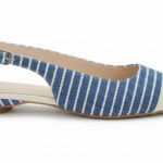 ELVYN | Premium Denim Collection Timeless Pointed-Toe Blue Stripes Slingback Flats