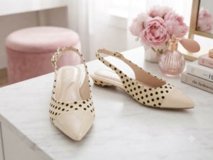 ELVYN | Premium Polka Dot Collection Timeless Pointed-Toe Slingback Flats