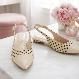 ELVYN | Premium Polka Dot Collection Timeless Pointed-Toe Slingback Flats