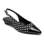 ELVYN | Premium Polka Dot Collection Timeless Pointed-Toe Black Slingback Flats
