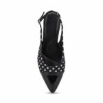 ELVYN | Premium Polka Dot Collection Timeless Pointed-Toe Black Slingback Flats